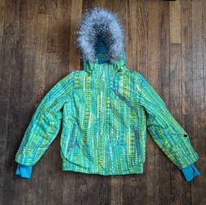 Kids Spyder snow jacket (green, blue, yellow)